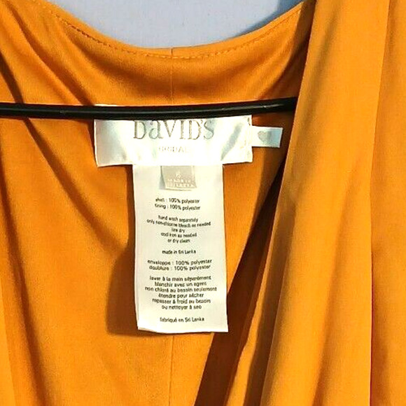Davids Bridal Formal Floor Length Wrap Dress Size 6 Marigold NWT ,Flutter Sleeve - Picture 10 of 16